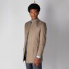 abrigo khaki diseno de cuadros marca business casual slim 131409 KHAKI 1
