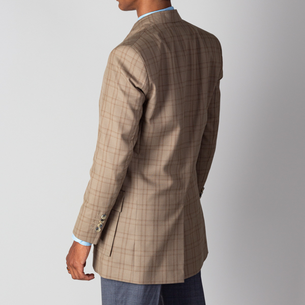 abrigo khaki diseno de cuadros marca business casual slim 131409 KHAKI 3