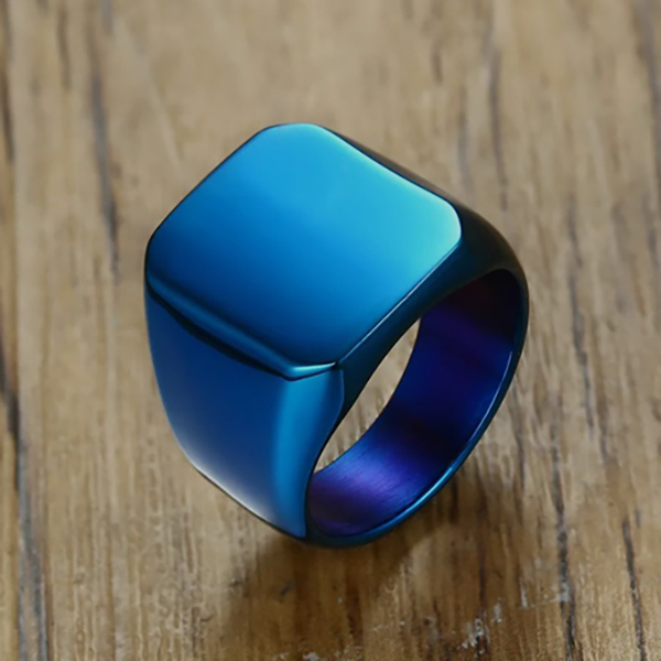 anillo azul steel square silver marca calak cl sico 141862 AZUL 1