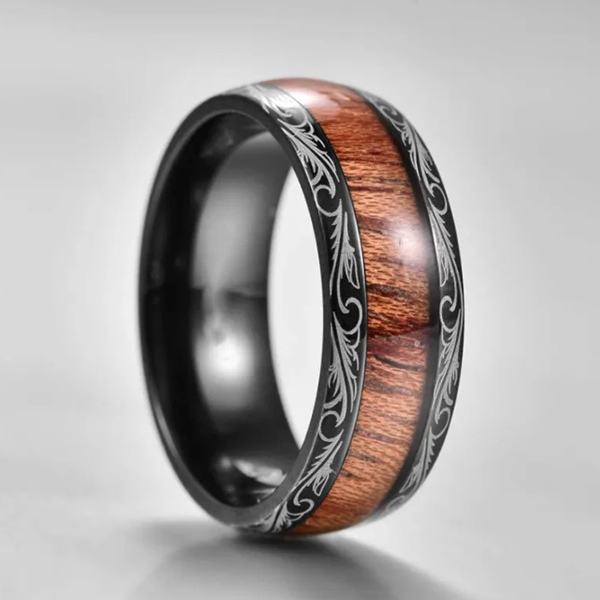 anillo cafe con diseno de madera marca calak cl sico 141703 CAFE 1