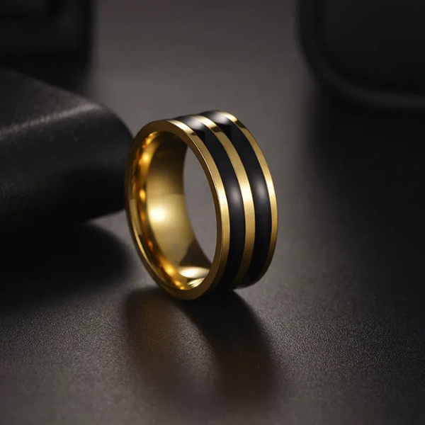 anillo dorado con franjas negras marca calak cl sico 141798 DORADO 1