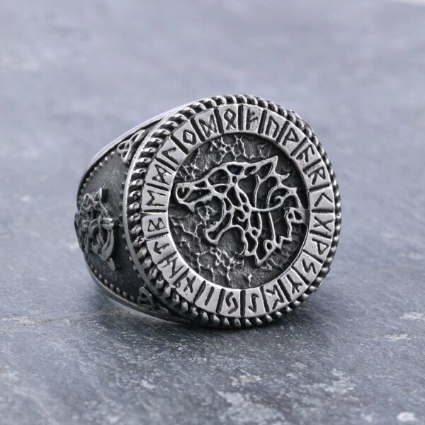 anillo dorado diseno lobo nordico marca calak cl sico 150294 DORADO 1