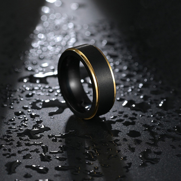 anillo negro de tungsteno marca calak cl sico 141743 NEGRO 1