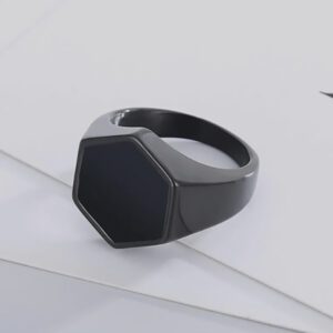 anillo negro diseno hexagonal marca calak cl sico 141894 200757 1