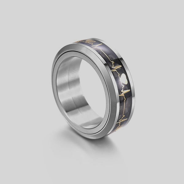 anillo plateado con diseno de pulso marca calak cl sico 141733 PLATEADO 1