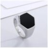 anillo plateado diseno hexagonal marca calak cl sico 143012 PLATEADO 1