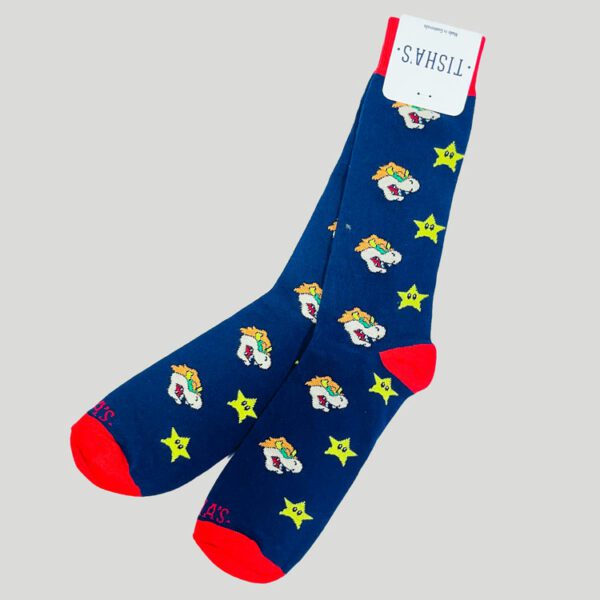 calcetines azul diseno bowser marca tishas cl sico 138044 AZUL 1