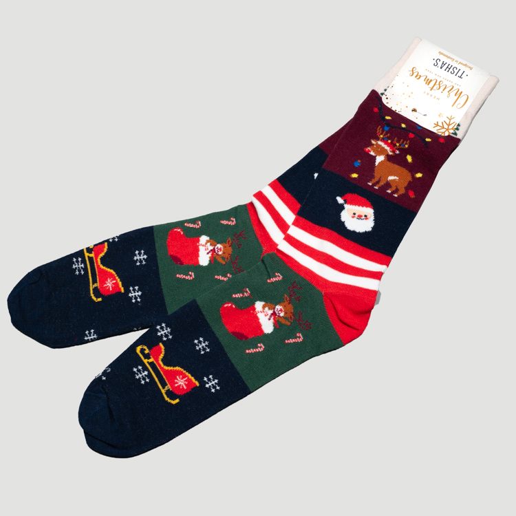 calcetines azul diseno xmas rudolf marca tishas cl sico 158707 327770 1