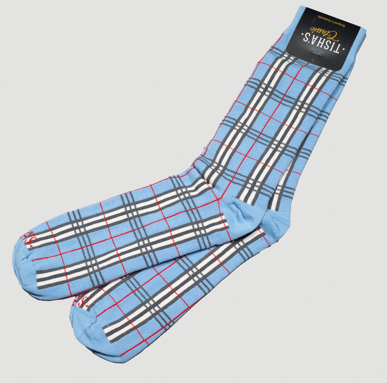 calcetines celeste diseno de lineas marca tishas cl sico 158697 CELESTE 1