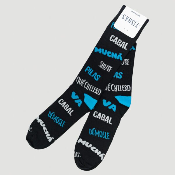 calcetines negro diseno de frases marca tishas cl sico 143510 NEGRO 1