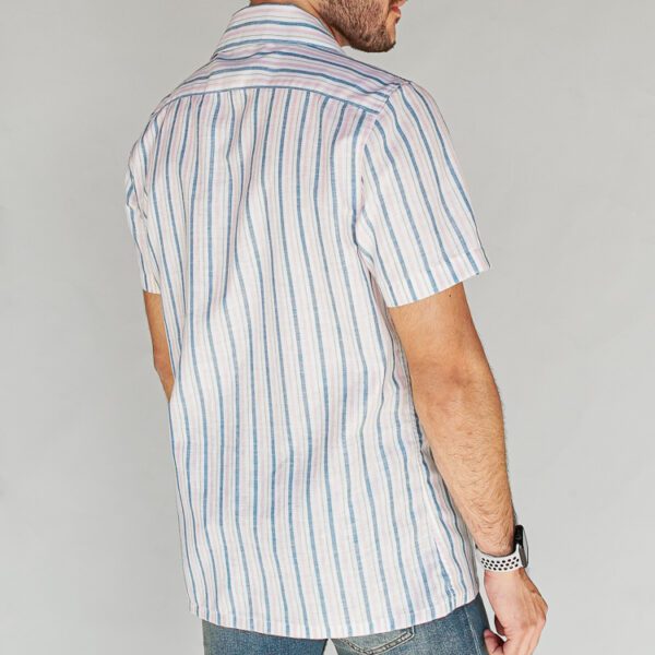 Camisa rosado diseño líneas verticales marca Business Casual slim | 127443 - Imagen 2