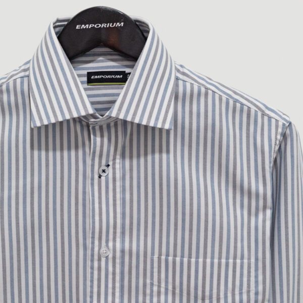 camisa azul con diseno de lineas marca emporium slim 140492 AZUL 2