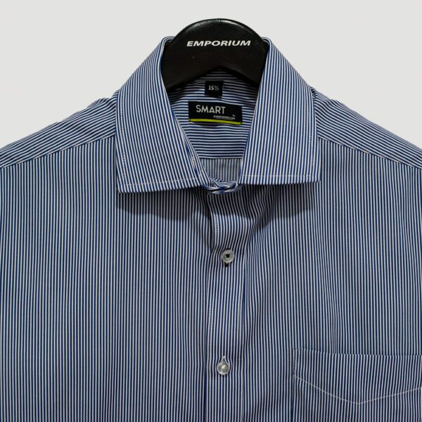 camisa azul diseno con lineas marca smart slim 138582 AZUL 3