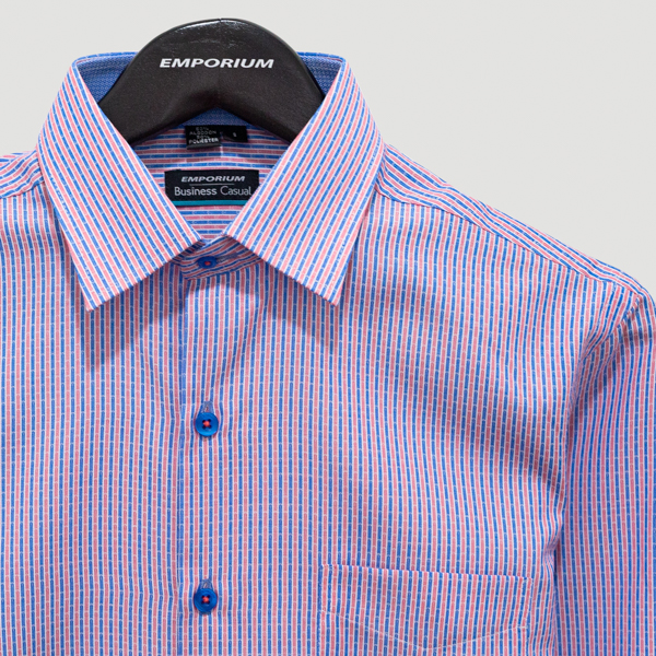 camisa azul diseno de lineas marca business casual cl sico 142074 AZUL 2