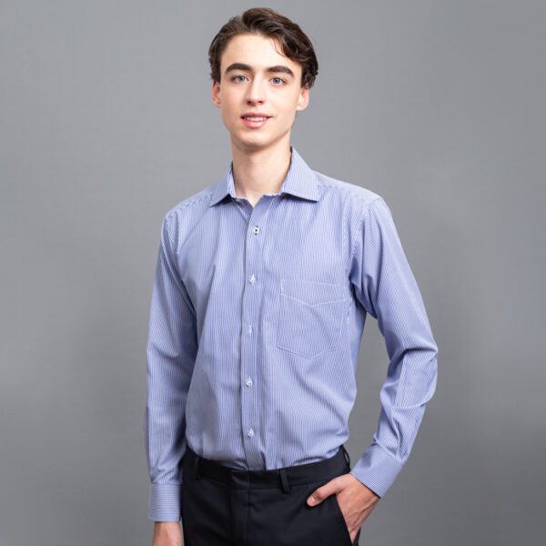 camisa azul diseno de lineas marca smart slim 152618 AZUL 1