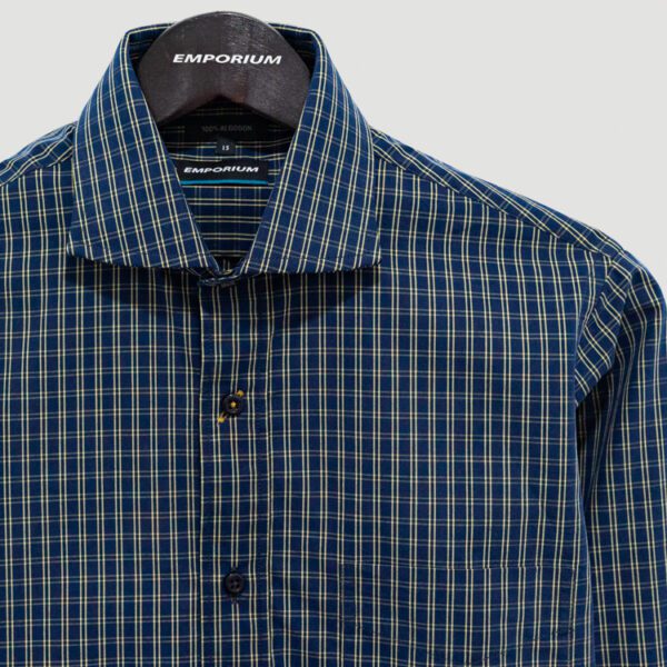 camisa azul diseno de mini cuadros marca emporium cl sico 140520 AZUL 2
