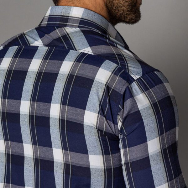 Camisa azul estructura cuadros grandes marca Business Casual slim | 128959 - Imagen 3