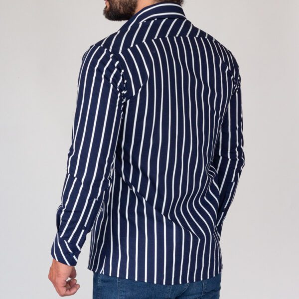 camisa azul estructura l neas verticales marca business casual slim 144158 AZUL 3