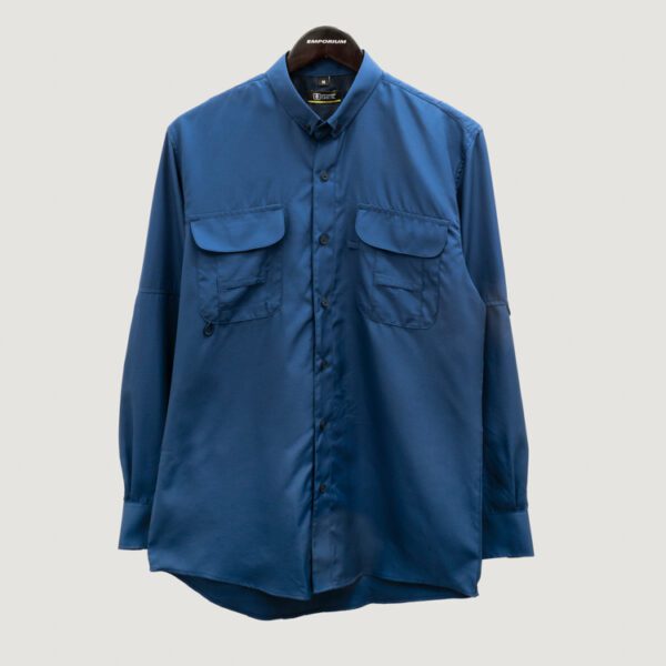 camisa azul estructura labrada marca bcasual cl sico 155022 AZUL 1
