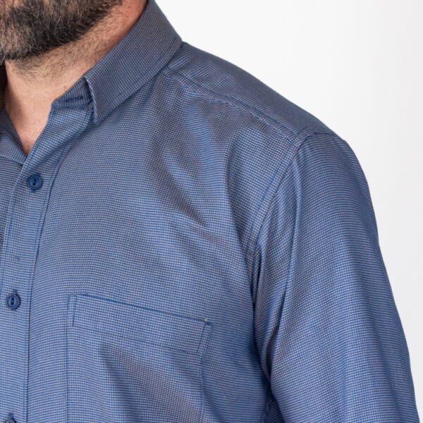 camisa azul estructura micropuntos con coderas marca business casual slim 144146 216852 2