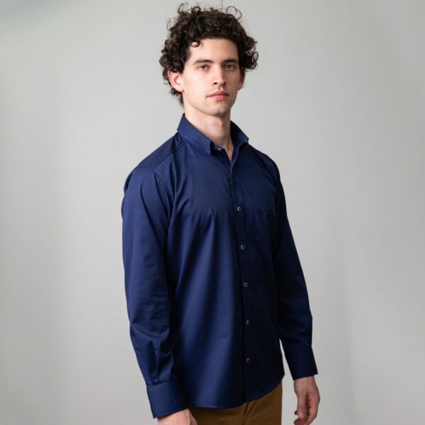 camisa azul estructura oxford liso marca business casual slim 147716 AZUL 1