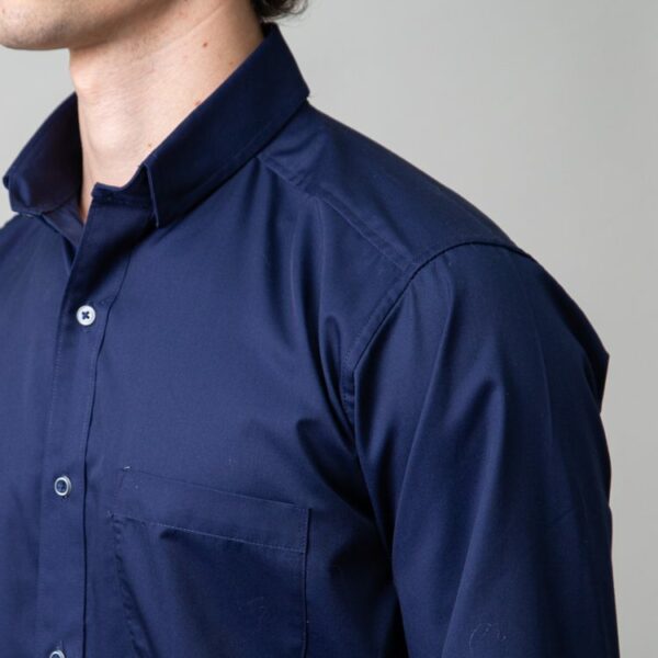camisa azul estructura oxford liso marca business casual slim 147716 AZUL 2