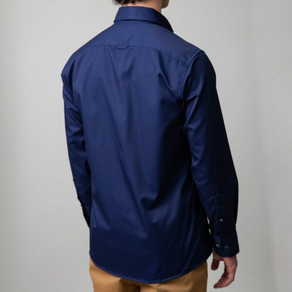 camisa azul estructura oxford liso marca business casual slim 147716 AZUL 3
