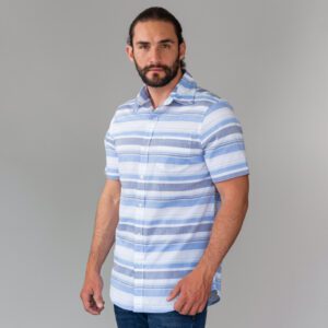 camisa azul estructura plana marca carven cl sico 142853 216225 1