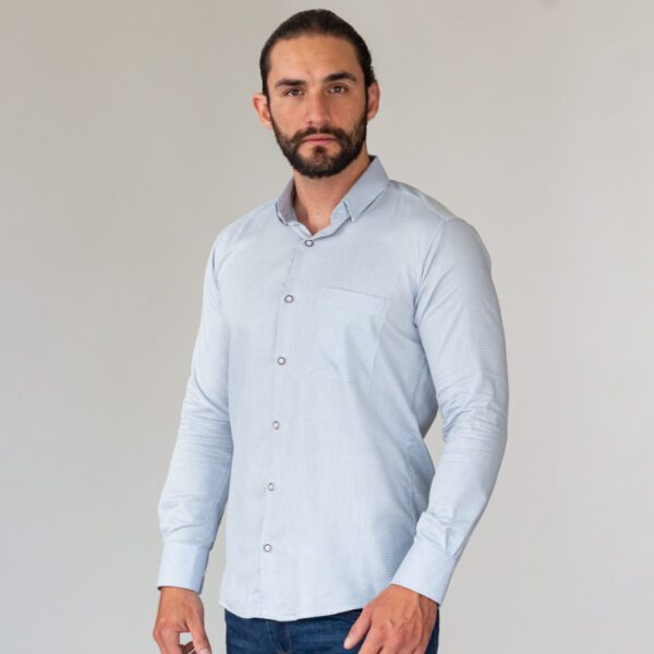 camisa azul estructura puntos marca business casual slim 144154 AZUL 1