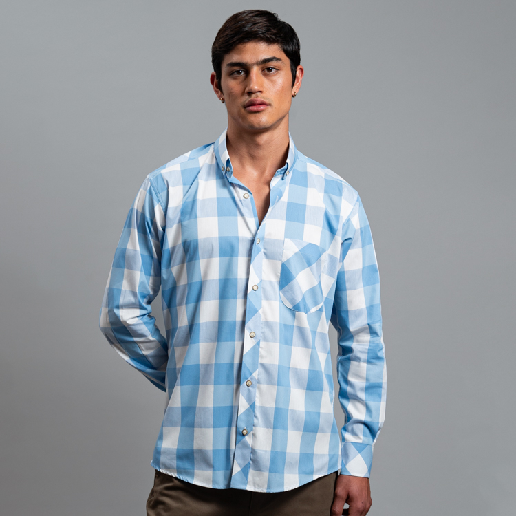 camisa casual celeste estructura plana marca emporium slim 157597 361525 1