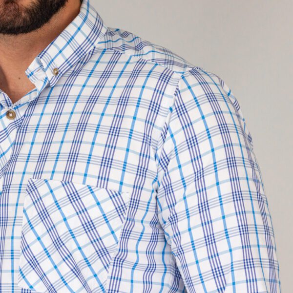 camisa celeste estructura cuadros marca business casual slim 144142 CELESTE 2