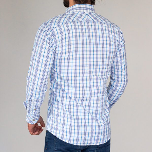 camisa celeste estructura cuadros marca business casual slim 144142 CELESTE 3