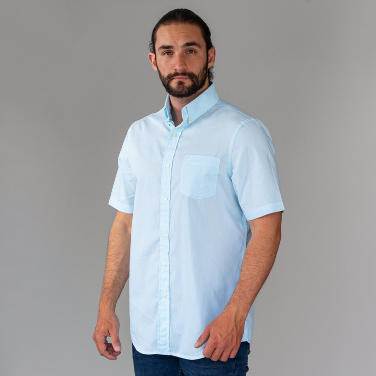 camisa celeste estructura plana marca carven cl sico 142858 CELESTE 1