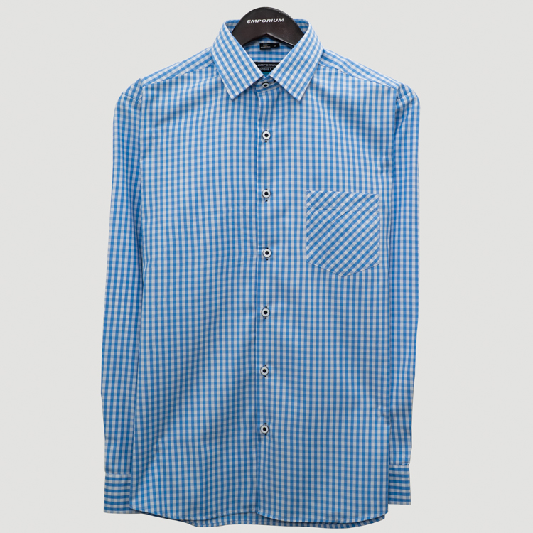 camisa formal celeste diseno a cuadros marca business casual cl sico 160849 374109 1