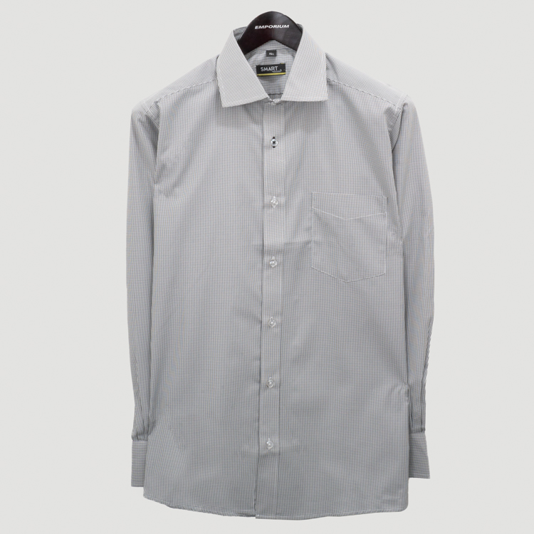 camisa negra disno de cuadritos marca smart slim 152591 NEGRO 1