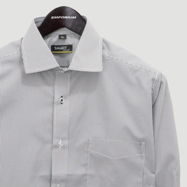 camisa negra disno de cuadritos marca smart slim 152591 NEGRO 2