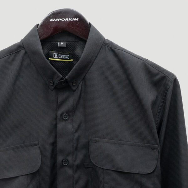 camisa negra estructura labrada marca bcasual cl sico 155026 NEGRO 2
