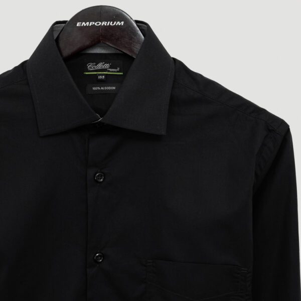 camisa negra estructura plana marca colletti slim 152458 NEGRO 2