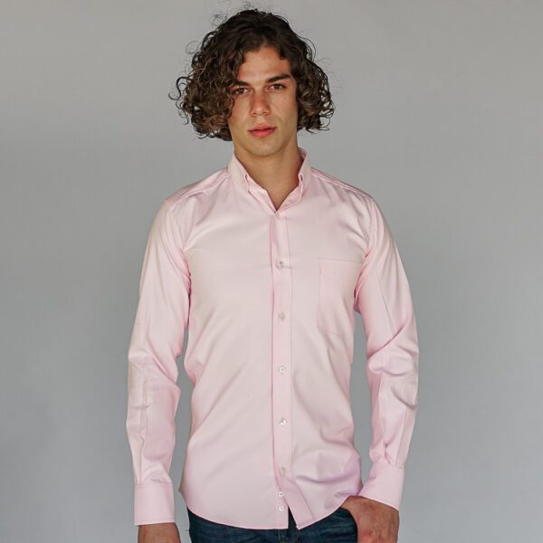 camisa rosado diseno plano marca business casual slim 127426 ROSADO 1