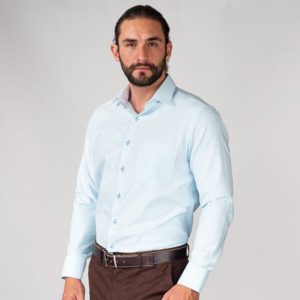 camisa turquesa estructura labrada marca colletti cl sico 144095 TURQUESA 1