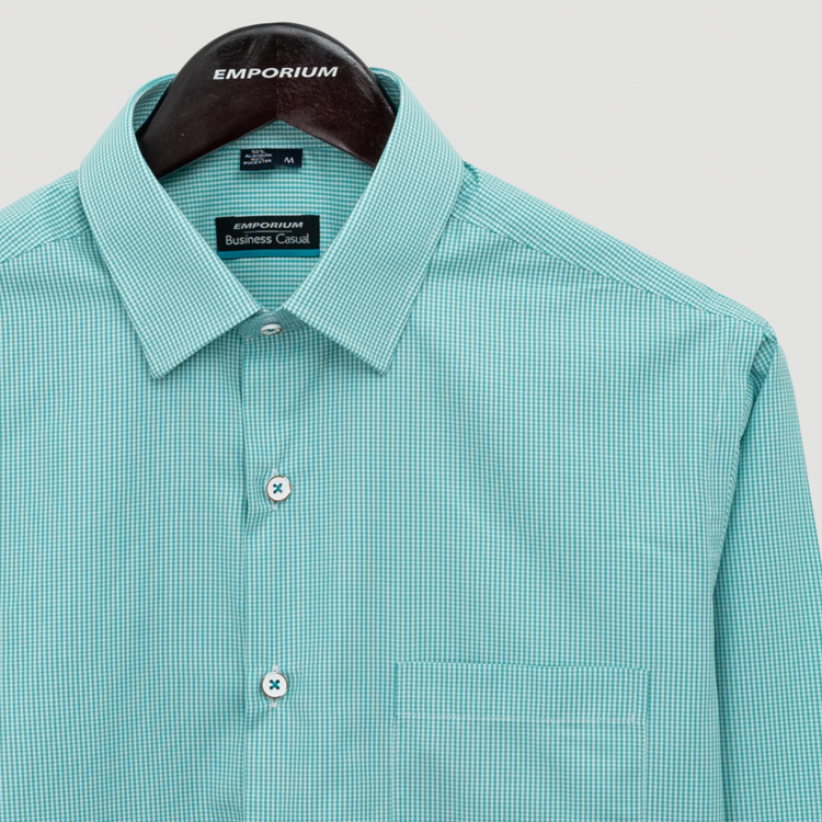 camisa verde estructura labrada marca business casual cl sico 155474 VERDE 2