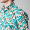 camisa verde estructura palmeras marca business casual slim 147704 VERDE 2
