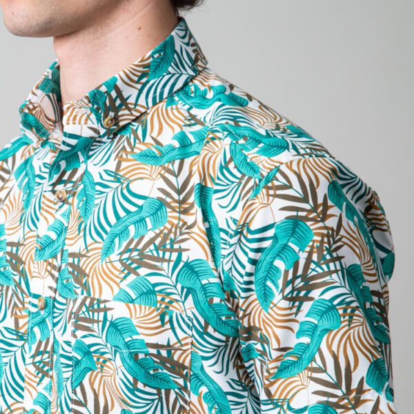 camisa verde estructura palmeras marca business casual slim 147704 VERDE 2