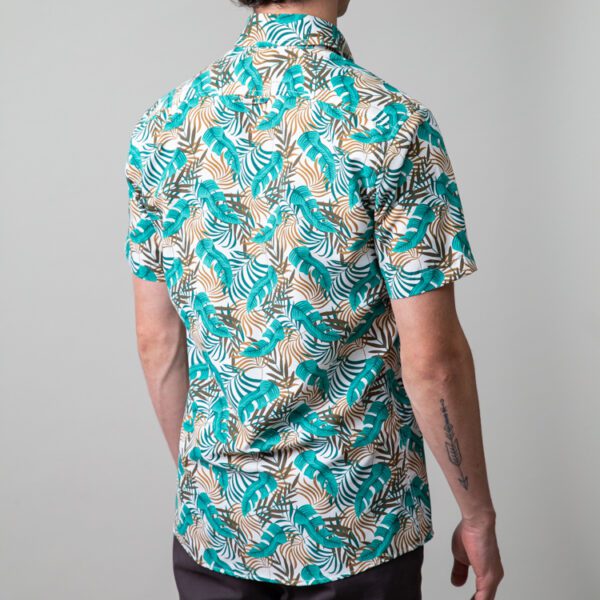 camisa verde estructura palmeras marca business casual slim 147704 VERDE 3