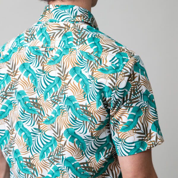 camisa verde estructura palmeras marca business casual slim 147704 VERDE 4