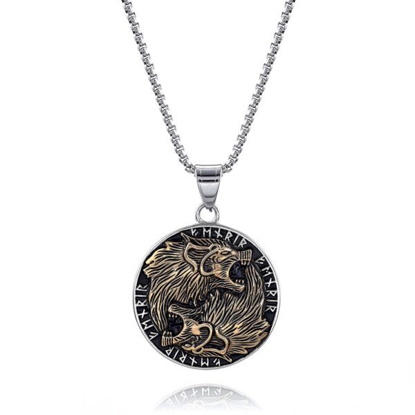 collar plateado diseno de lobo marca calak cl sico 145688 PLATEADO 1