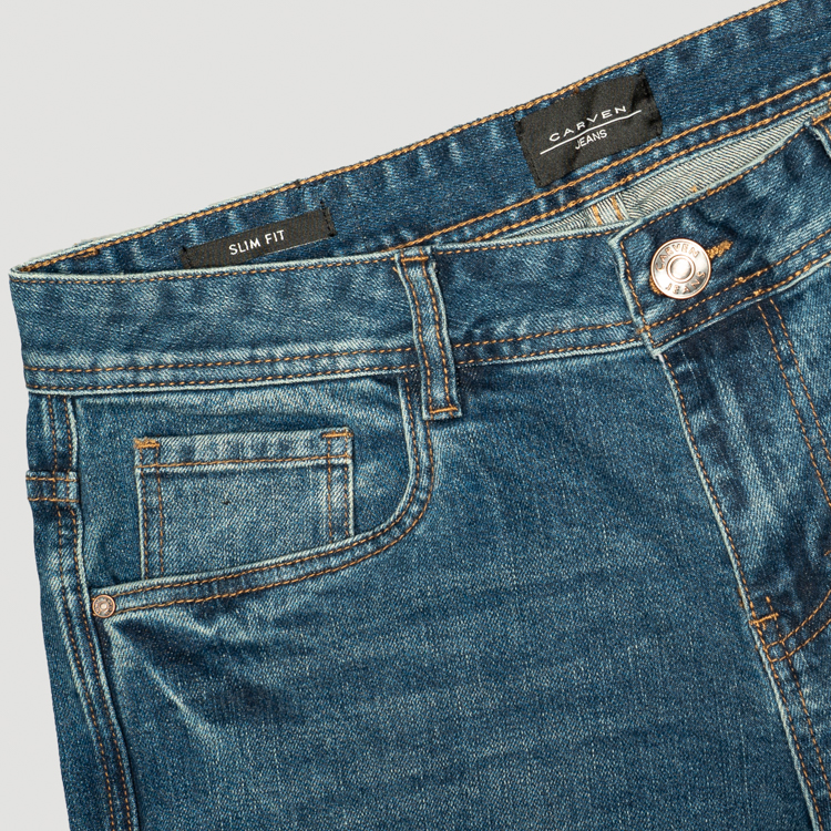 jeans azul estructura labrada marca carven slim 149884 AZUL 2