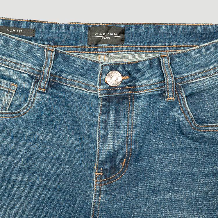 jeans azul estructura labrada marca carven slim 149884 AZUL 3