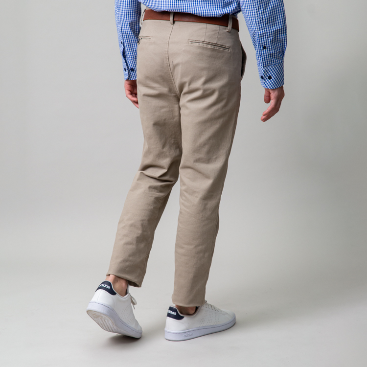 pantalon beige estructura plana lisa marca business casual slim 147797 BEIGE 2