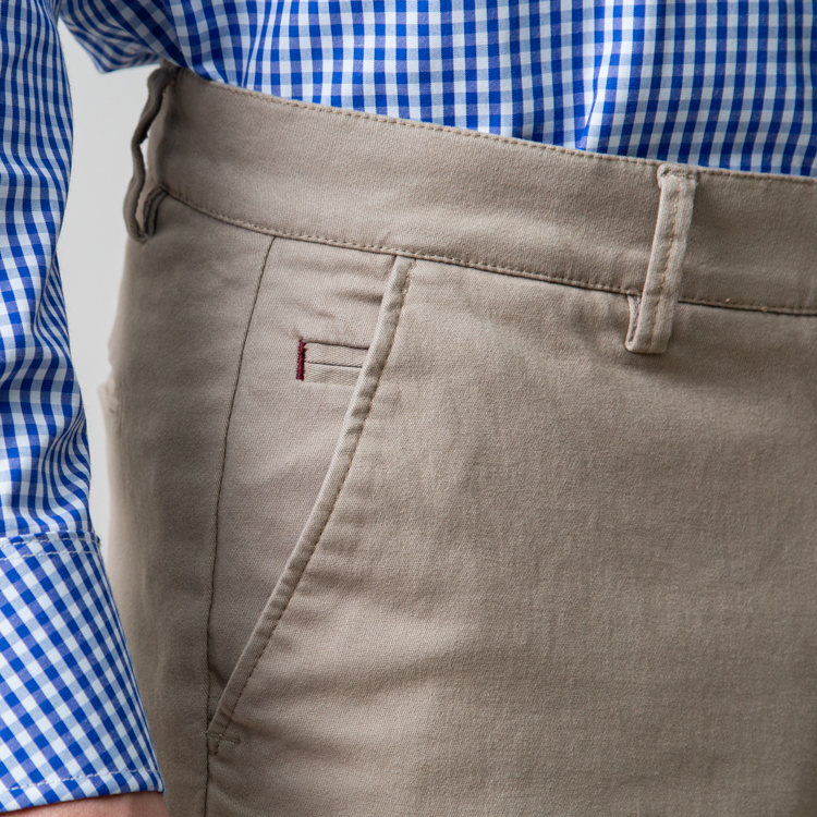 pantalon beige estructura plana lisa marca business casual slim 147797 BEIGE 3